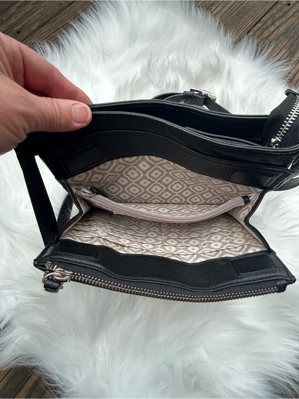 Black Pretty Tough Studded Crossbody Bag with Silver Accent - Picture 5 of 13